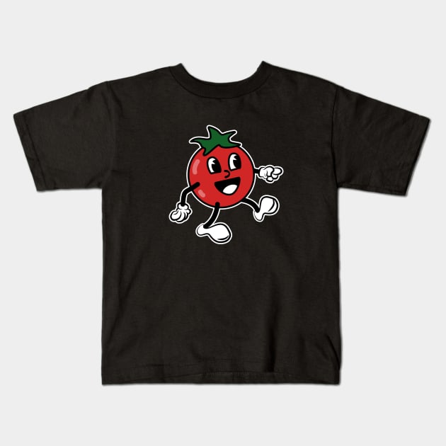 Tomato retro Cartoon Kids T-Shirt by Foxxy Merch